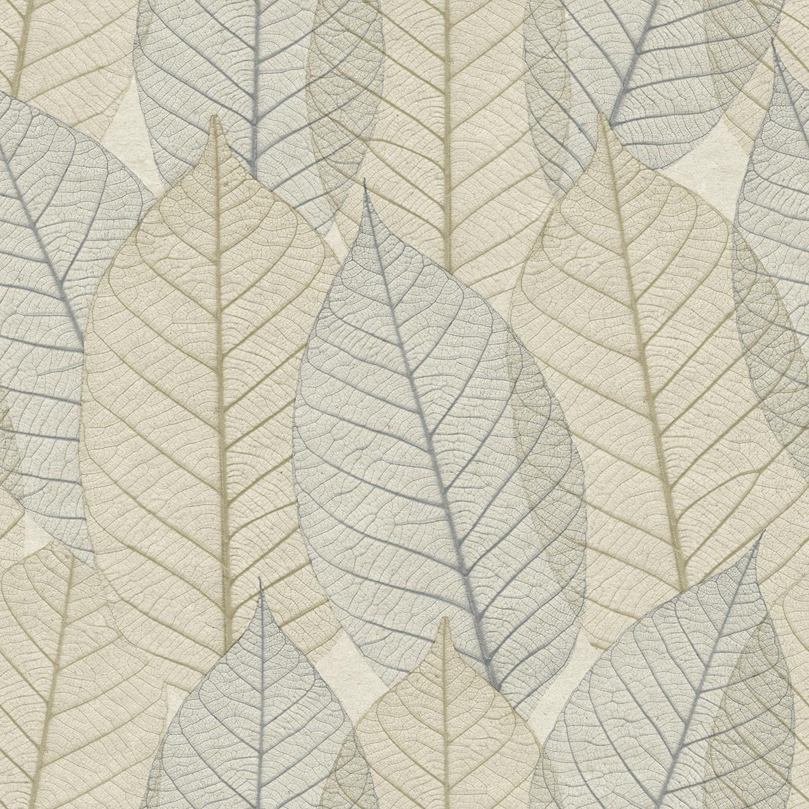 Veer Decor Leaf Lace Blue Beige Wallpaper