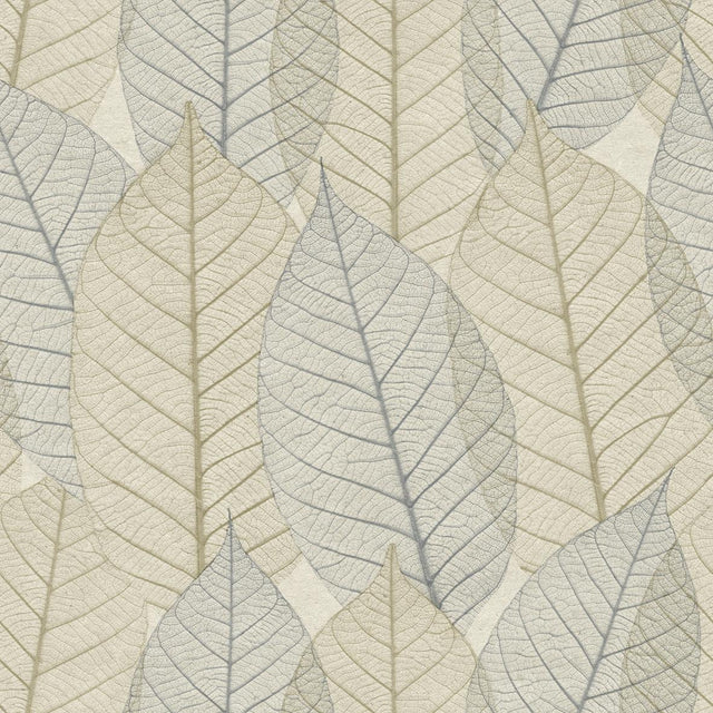 Veer Decor Leaf Lace Blue Beige Wallpaper