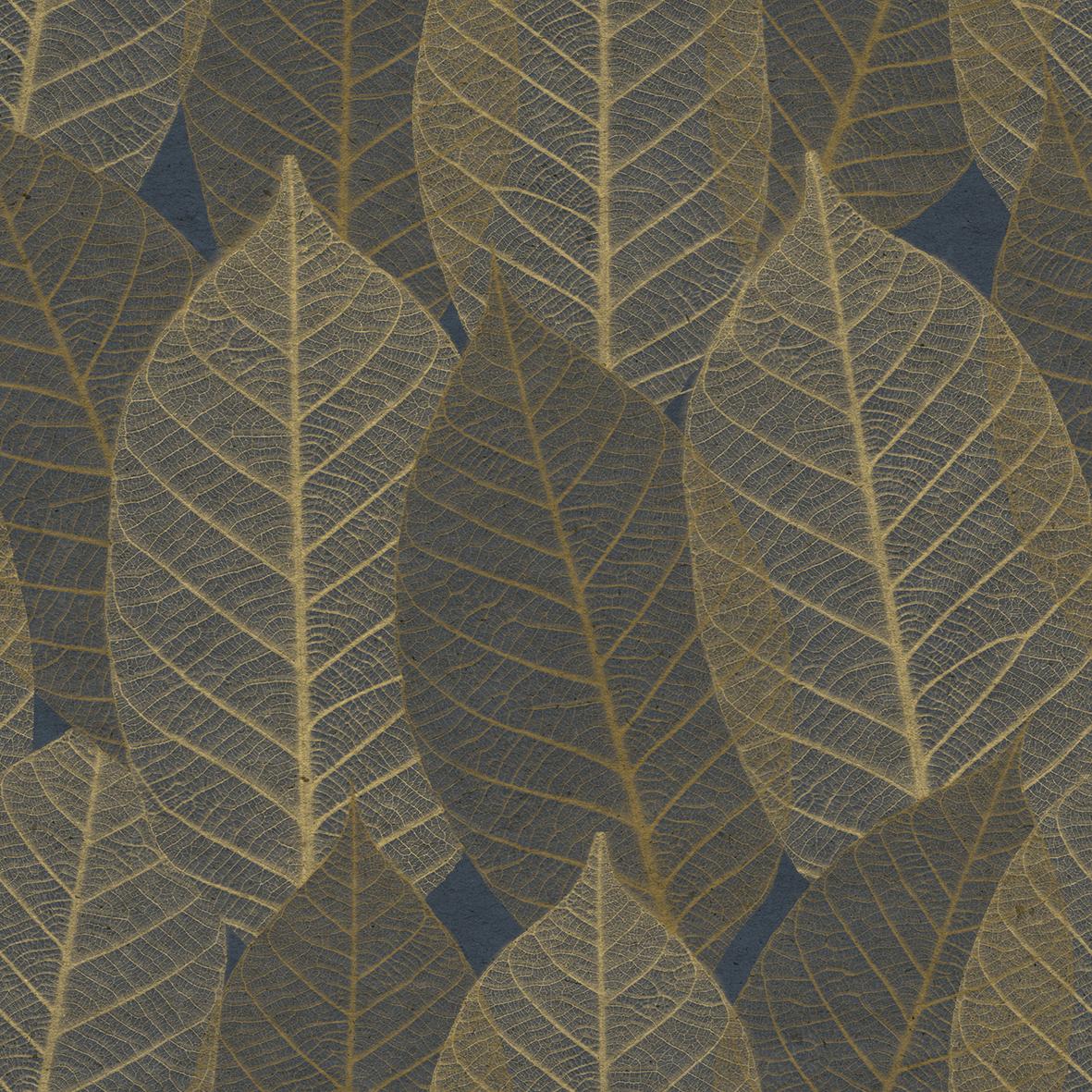 Veer Decor Leaf Lace Midnight Blue Wallpaper