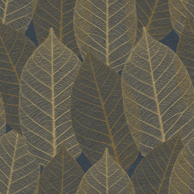 Veer Decor Leaf Lace Midnight Blue Wallpaper