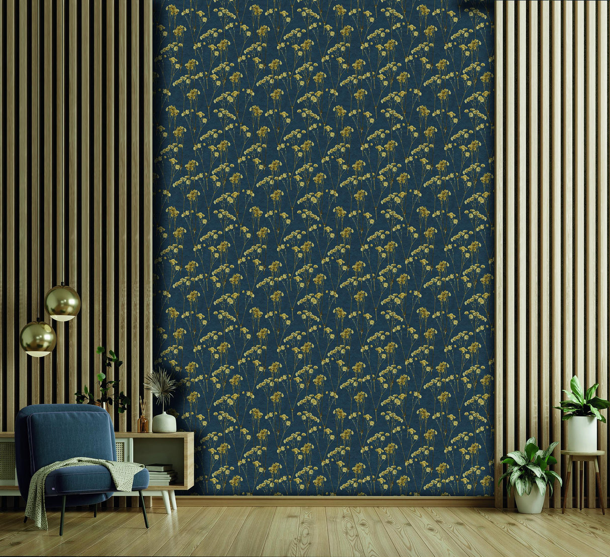 Veer Decor Spry Flower Midnight Navy Wallpaper