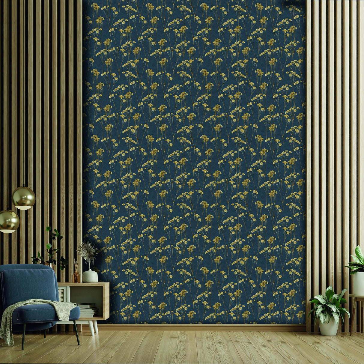Veer Decor Spry Flower Midnight Navy Wallpaper