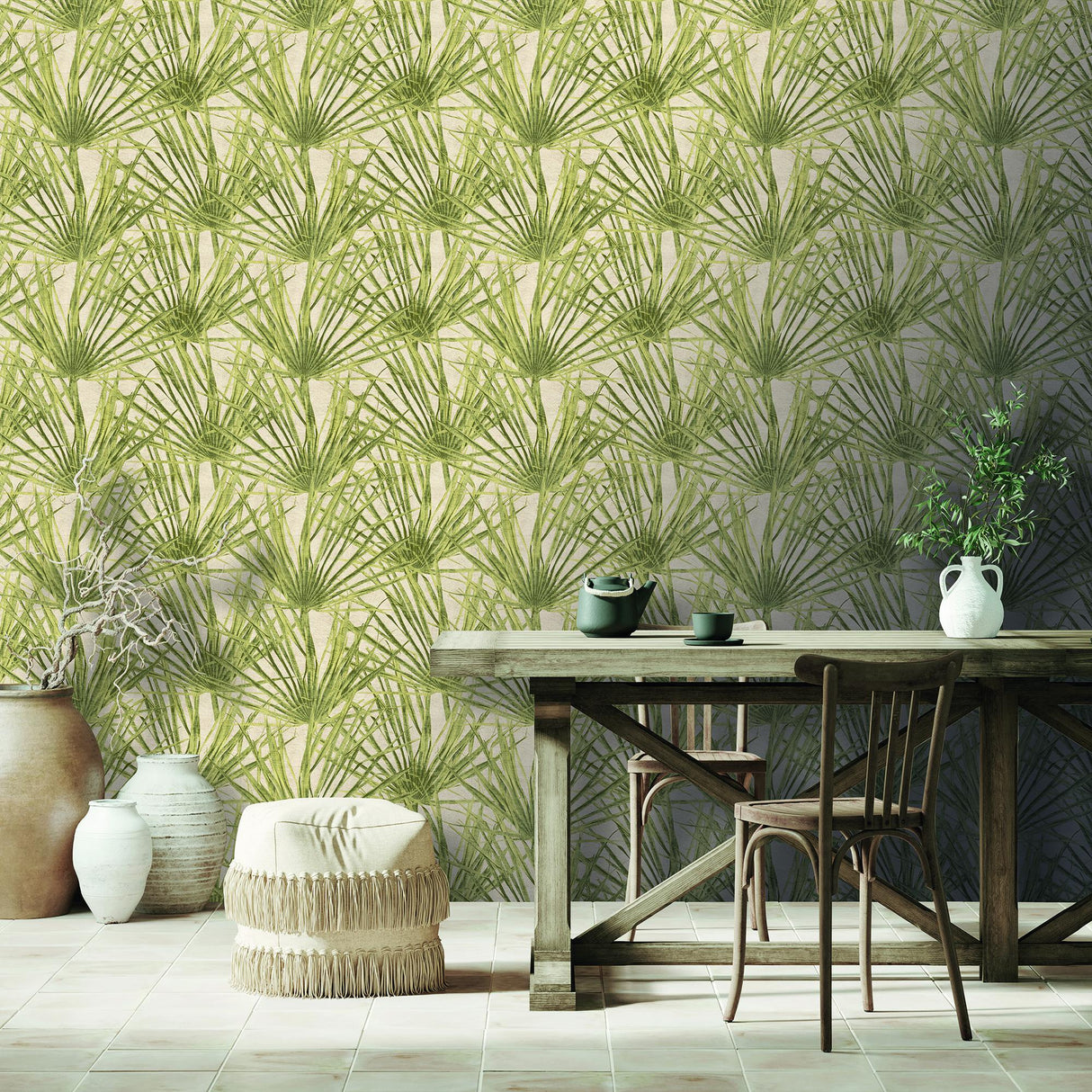 Veer Decor Palm Dusty Yellow Wallpaper