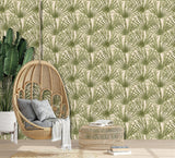 Veer Decor Palm Turtle Green Wallpaper