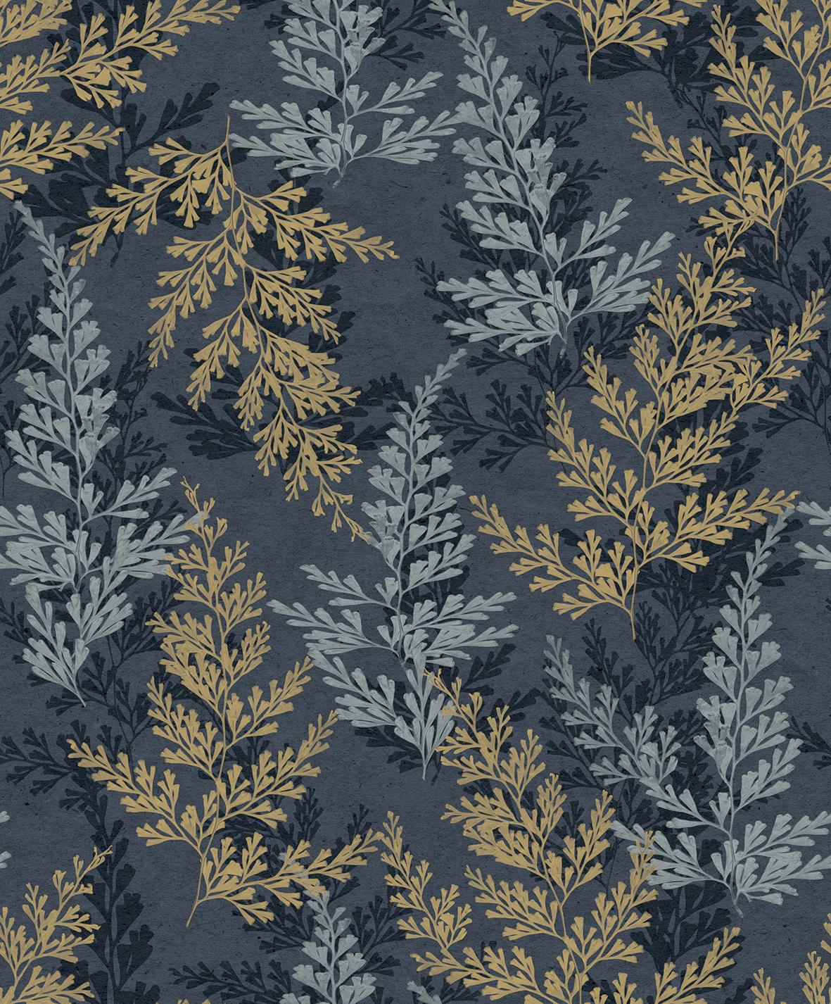 Veer Decor Wild Herbs Midnight Blue Wallpaper