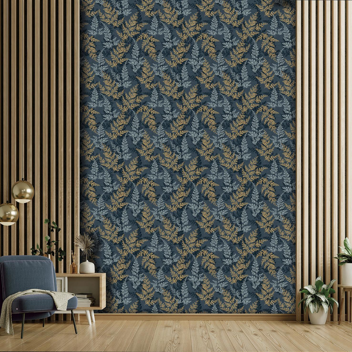 Veer Decor Wild Herbs Midnight Blue Wallpaper