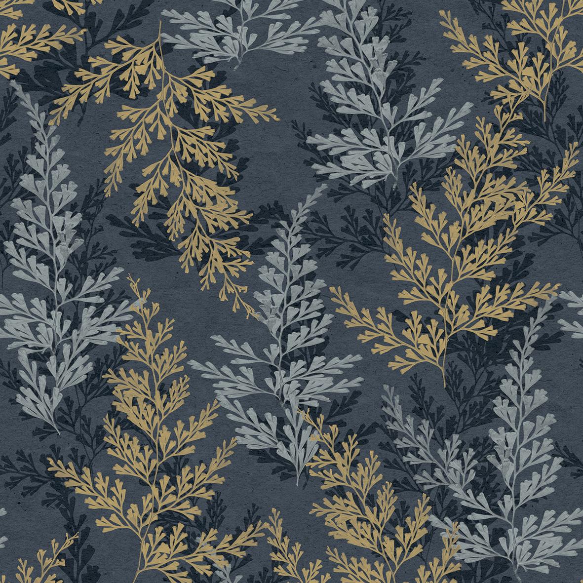 Veer Decor Wild Herbs Midnight Blue Wallpaper