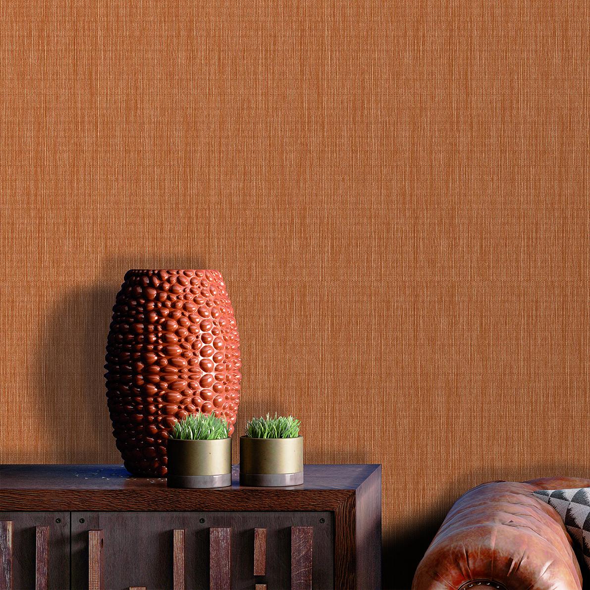 Veer Decor Rafia Grasscloth Mango Wallpaper
