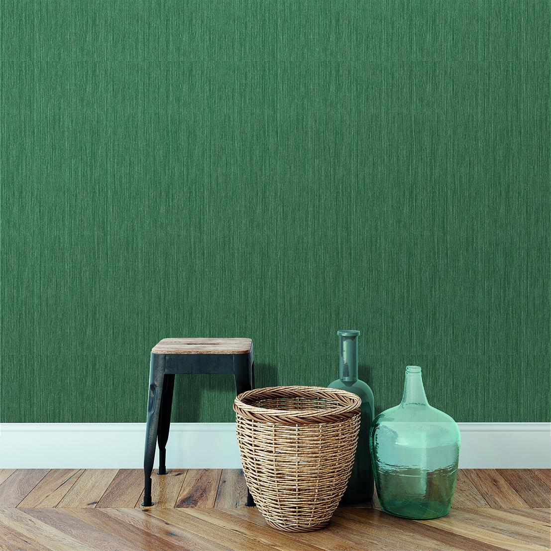 Veer Decor Rafia Grasscloth Emerald Wallpaper