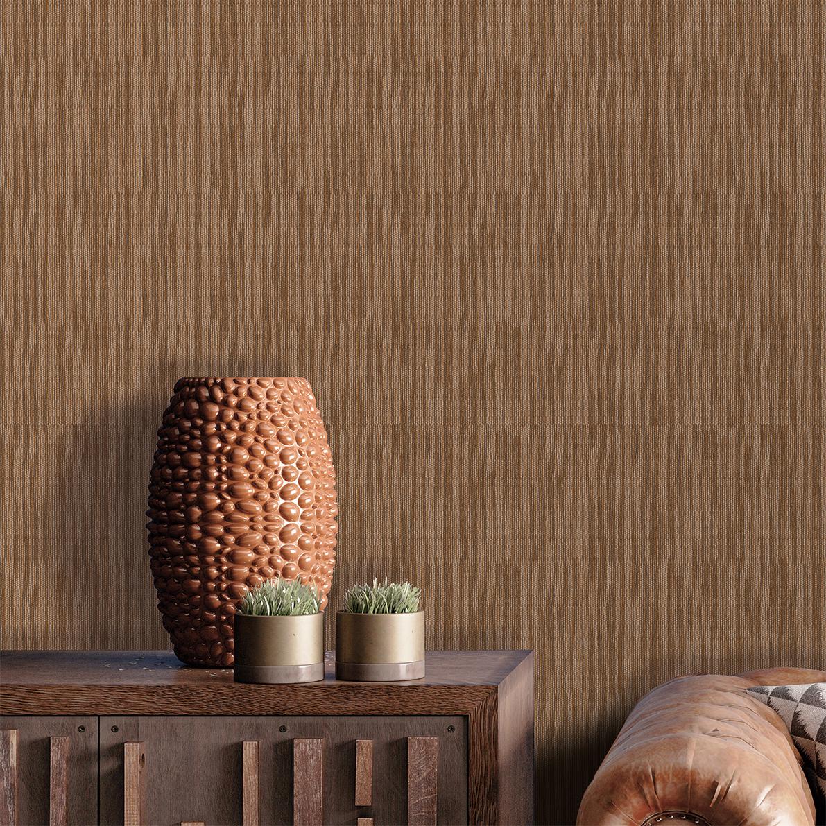 Veer Decor Rafia Grasscloth Brown Wallpaper