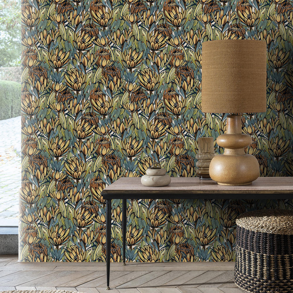 Veer Decor Copacabana Beige and Blue Wallpaper