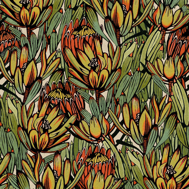 Veer Decor Copacabana Green and Orange Wallpaper