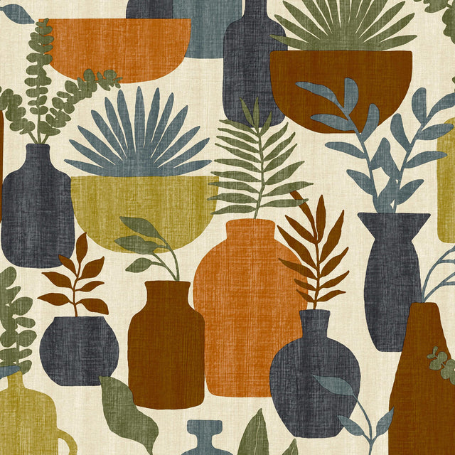 Veer Decor Botanica Clayworks Beige and Orange Wallpaper