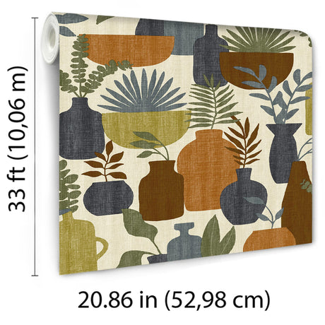 Veer Decor Botanica Clayworks Beige and Orange Wallpaper