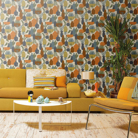 Veer Decor Botanica Clayworks Beige and Orange Wallpaper