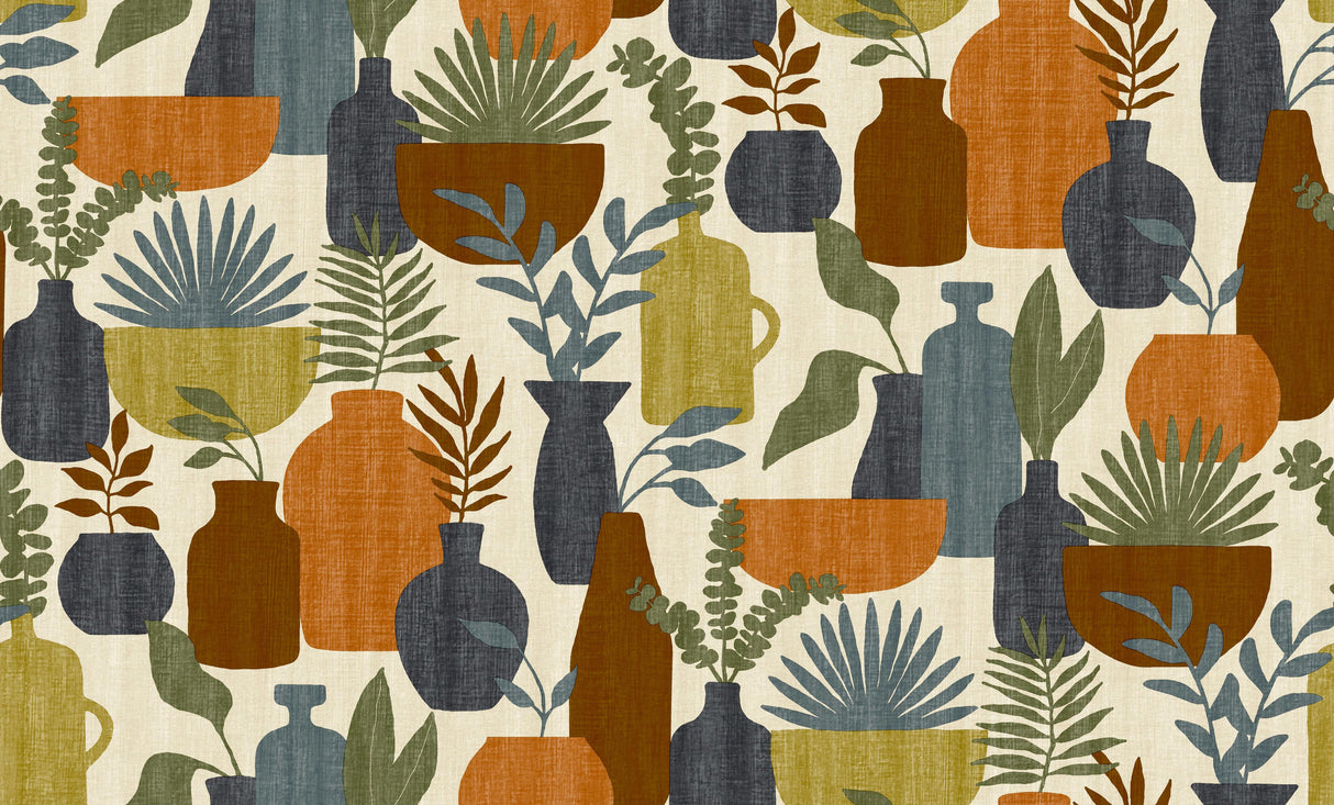 Veer Decor Botanica Clayworks Beige and Orange Wallpaper
