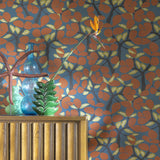 Veer Decor Janneiro Botanica Blue and Orange Wallpaper
