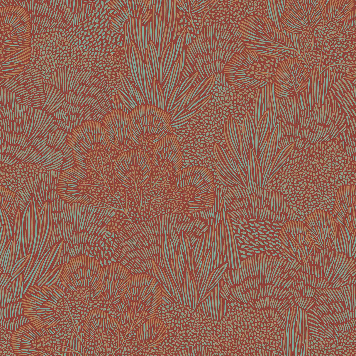 Veer Decor Samba Botanica Red and Blue Wallpaper