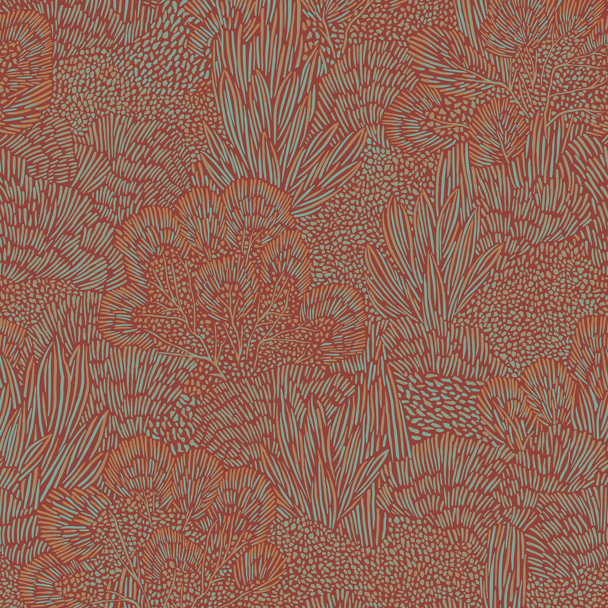 Veer Decor Samba Botanica Red and Blue Wallpaper