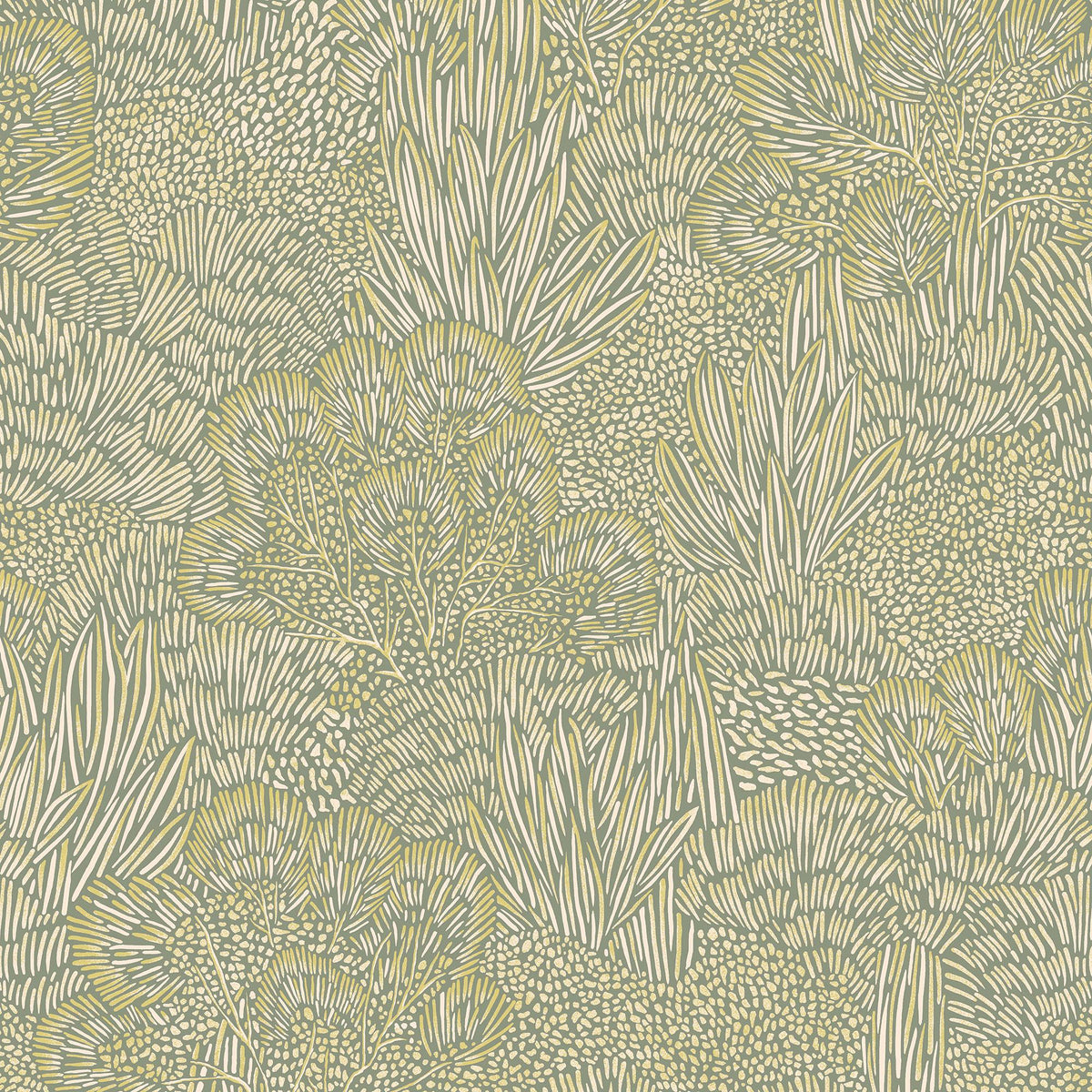 Veer Decor Samba Botanica Green and Gold Wallpaper