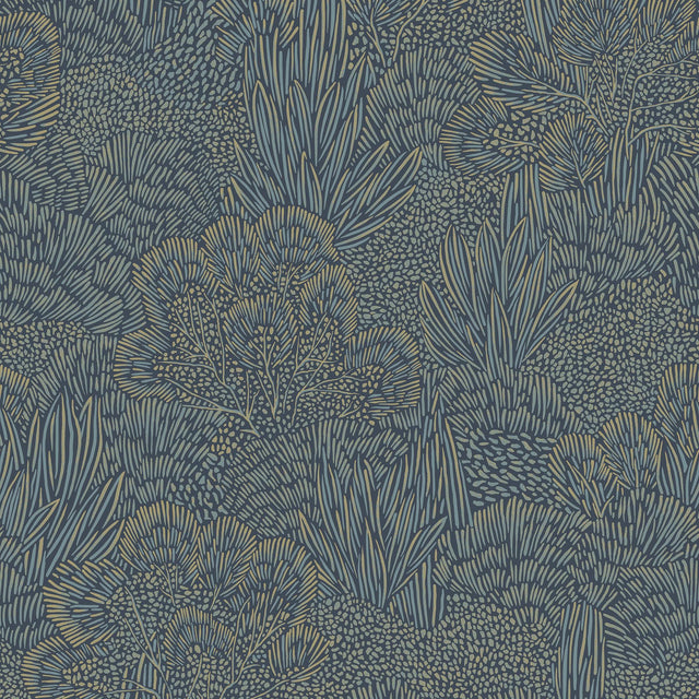 Veer Decor Samba Botanica Blue and Gold Wallpaper