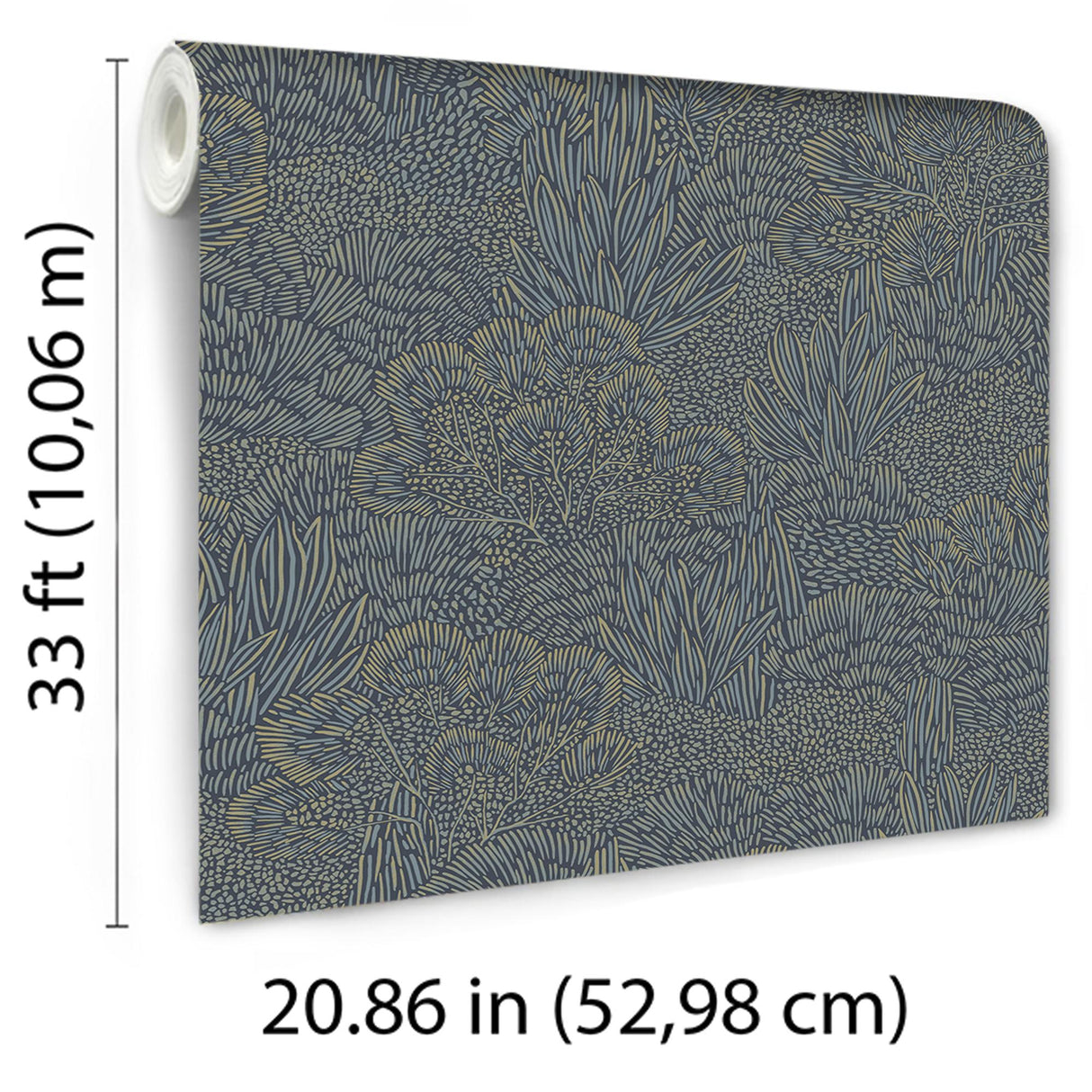 Veer Decor Samba Botanica Blue and Gold Wallpaper