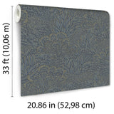 Veer Decor Samba Botanica Blue and Gold Wallpaper