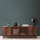 Veer Decor Samba Botanica Blue and Gold Wallpaper