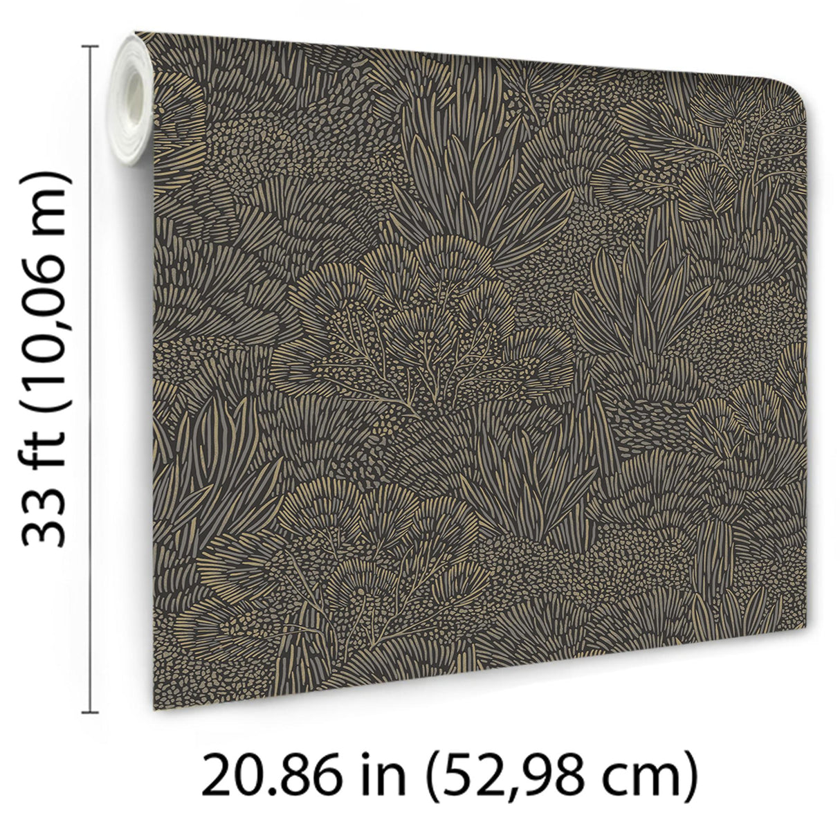 Veer Decor Samba Botanica Black and Gold Wallpaper