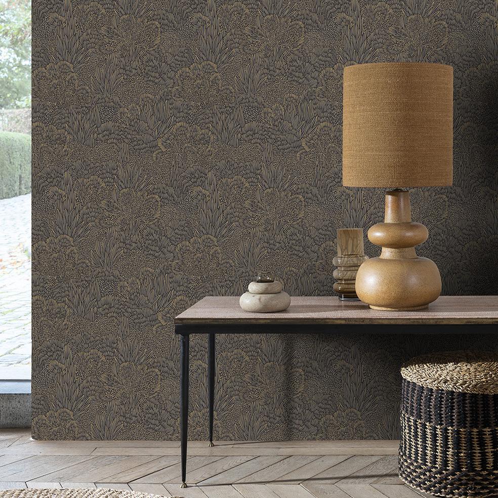 Veer Decor Samba Botanica Black and Gold Wallpaper