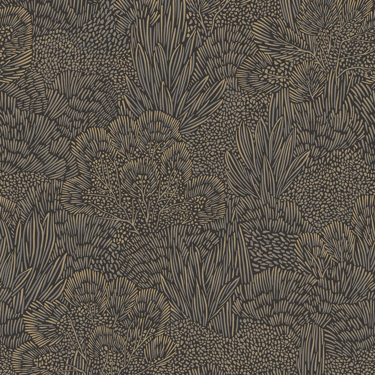 Veer Decor Samba Botanica Black and Gold Wallpaper