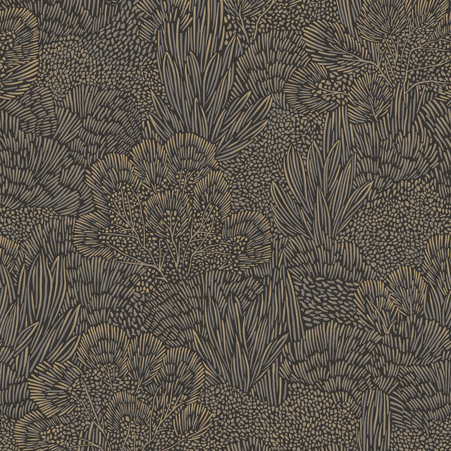 Veer Decor Samba Botanica Black and Gold Wallpaper