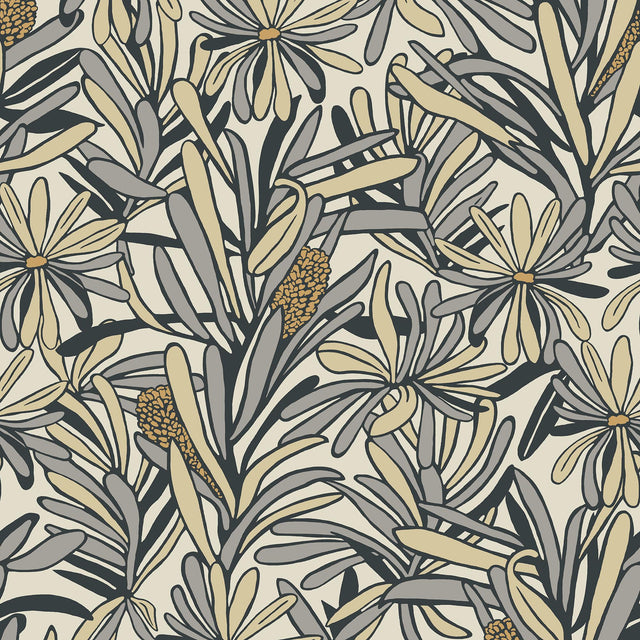 Veer Decor Fandango Bloom White and Grey Wallpaper