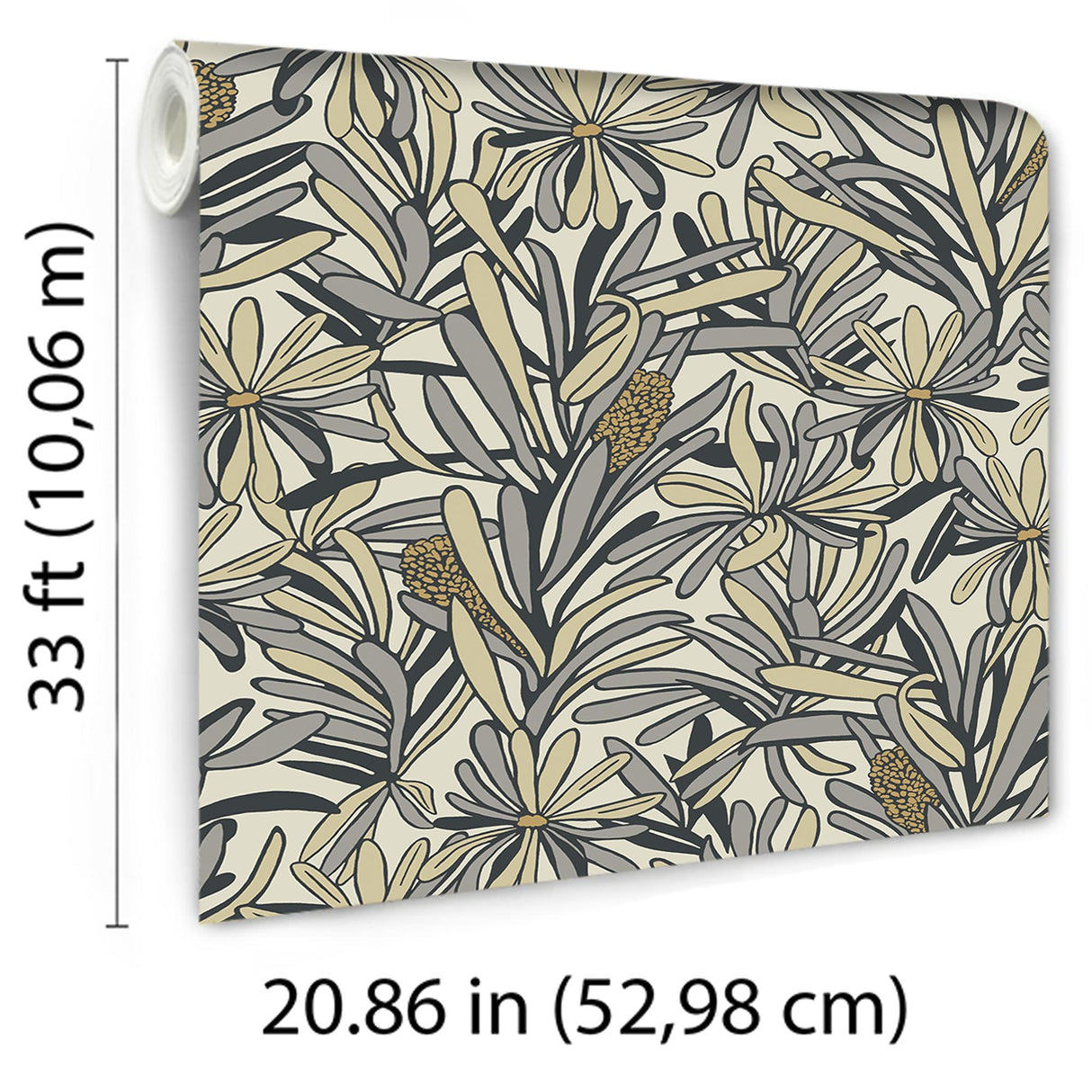 Veer Decor Fandango Bloom White and Grey Wallpaper