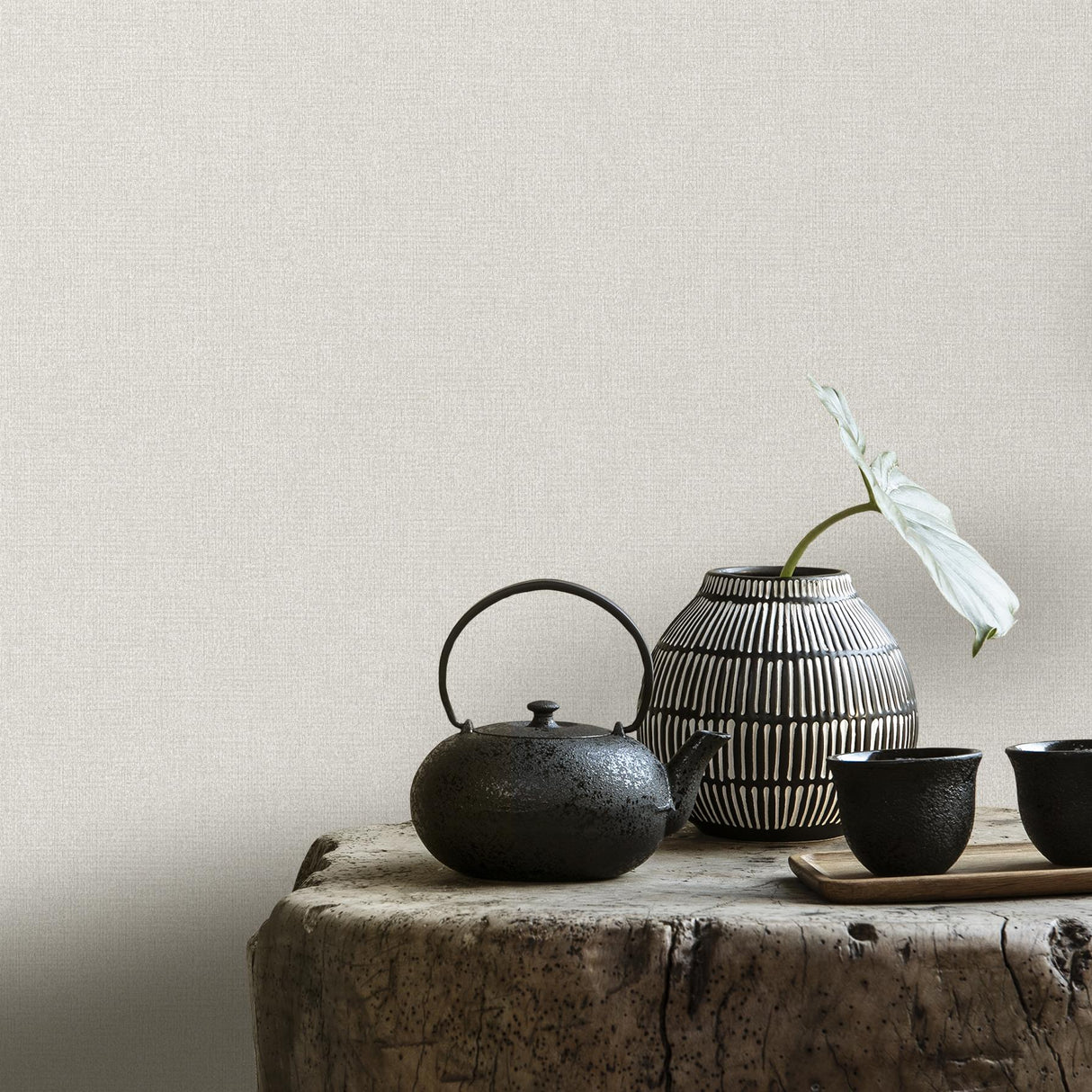 Veer Decor Chanel Linen Blend White Wallpaper