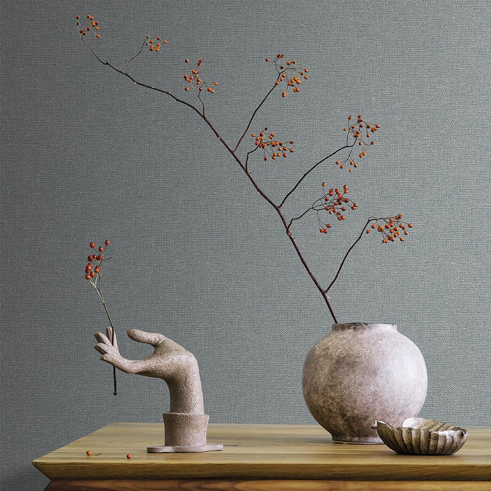 Veer Decor Chanel Linen Blend Blue Wallpaper