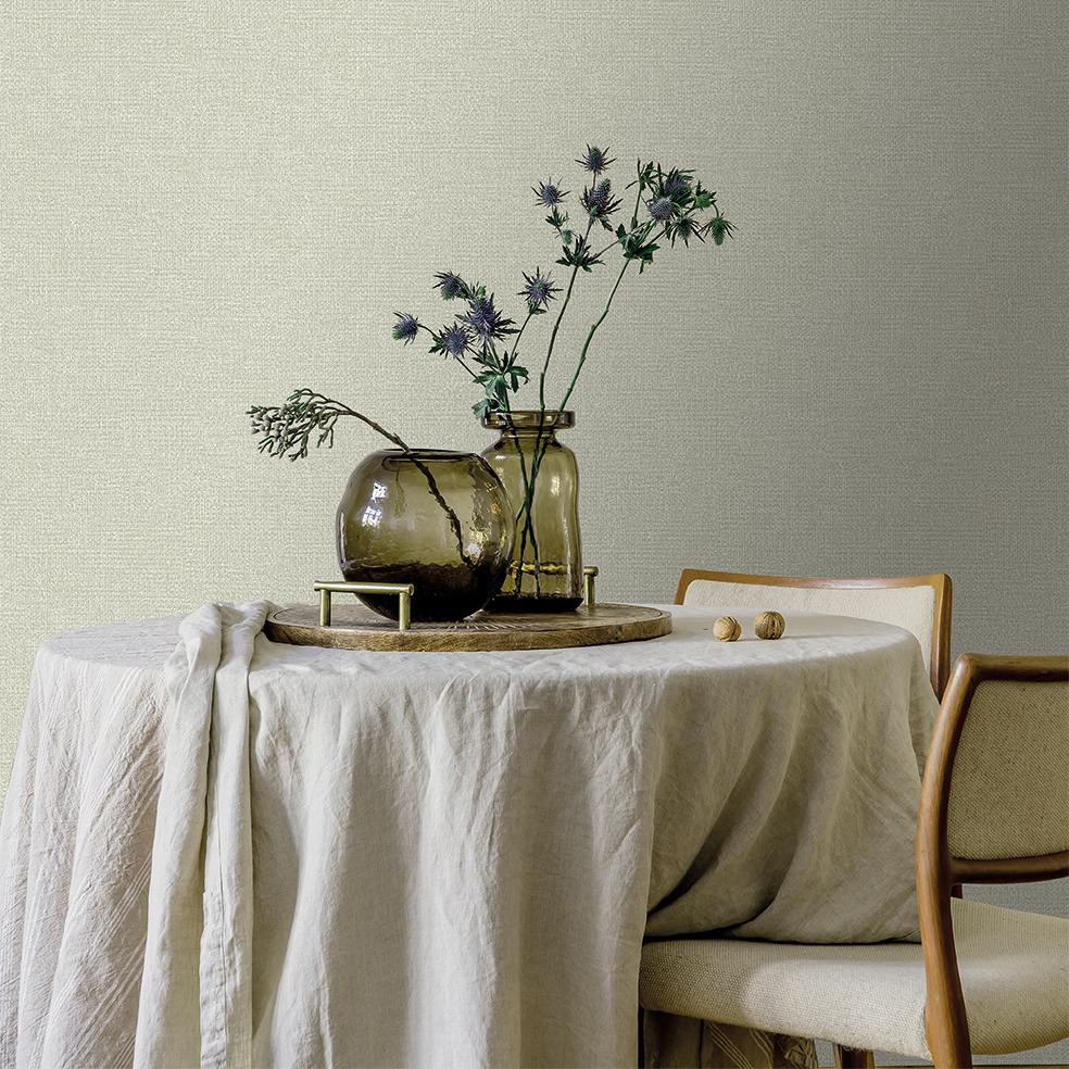 Veer Decor Chanel Linen Blend Green Wallpaper