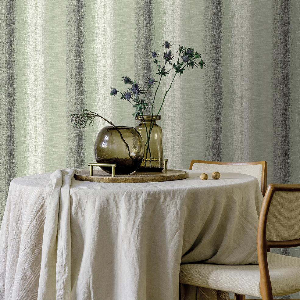 Veer Decor Woven Gradient Stripe Green Wallpaper