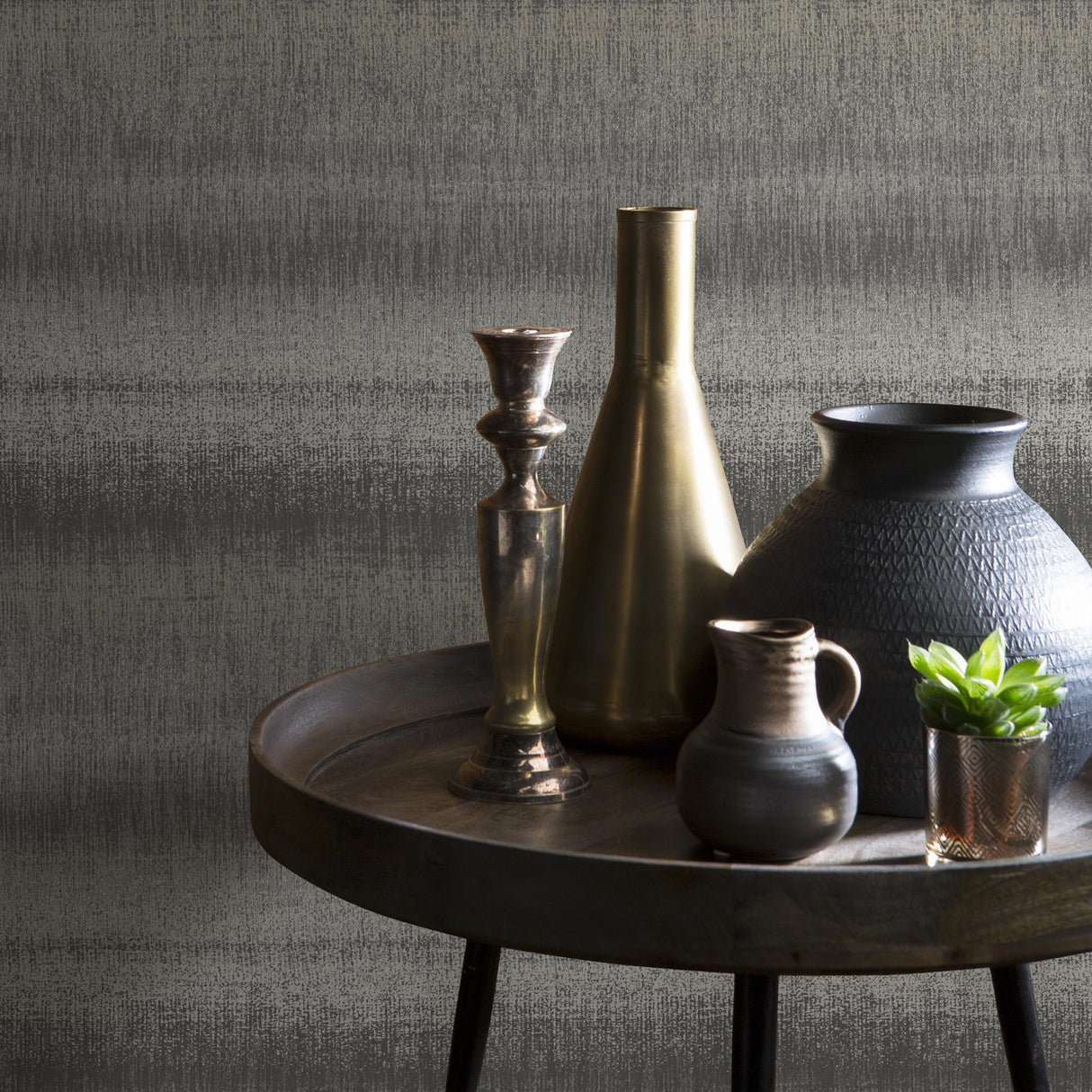 Veer Decor Woven Gradient Stripe Brown Wallpaper