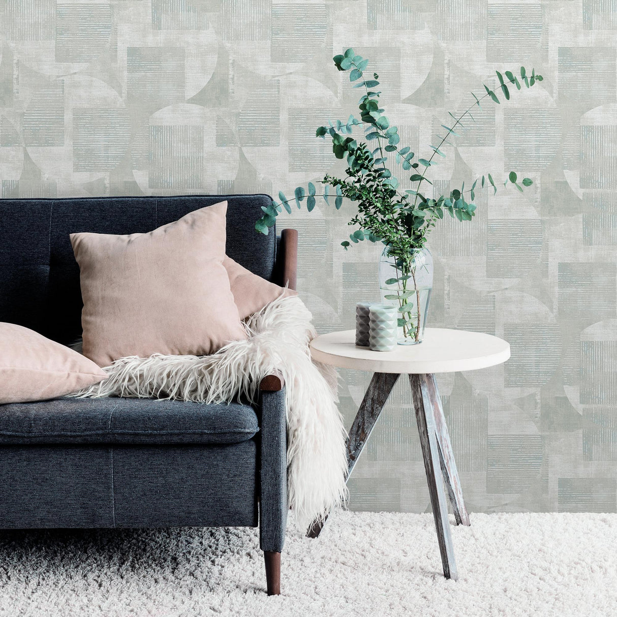 Veer Decor Geo Canvas White Wallpaper
