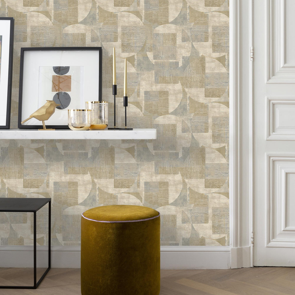 Veer Decor Geo Canvas Beige Wallpaper