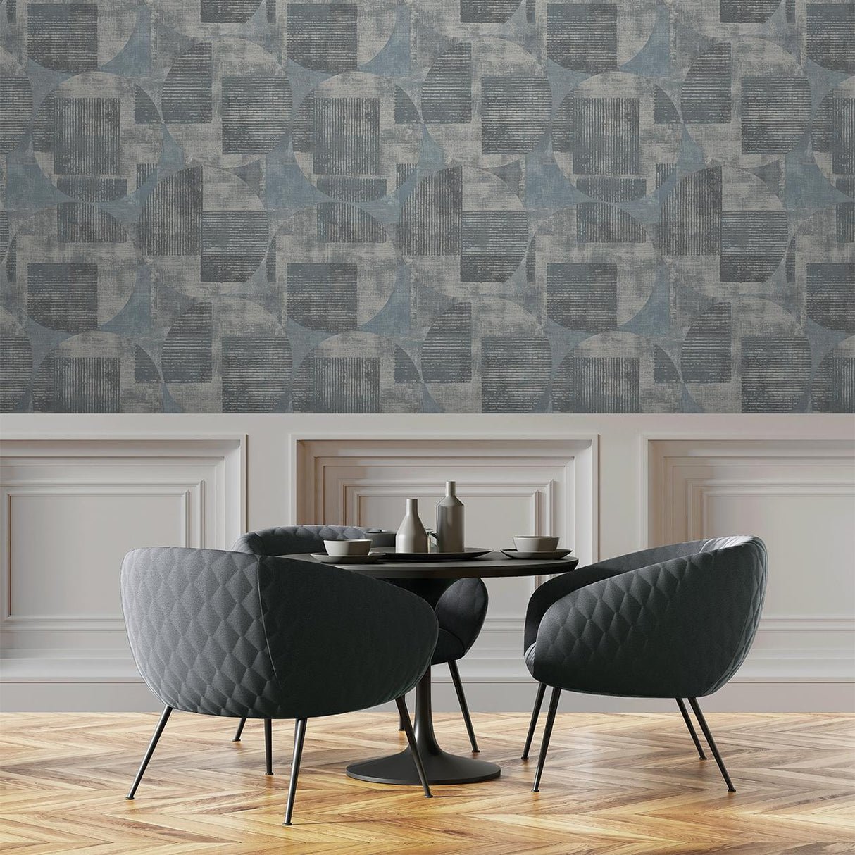 Veer Decor Geo Canvas Blue Wallpaper