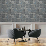 Veer Decor Geo Canvas Blue Wallpaper
