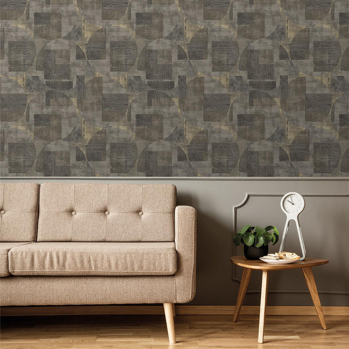 Veer Decor Geo Canvas Brown Wallpaper