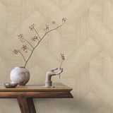 Veer Decor Sculpted Chevron Wood Panels Beige Wallpaper