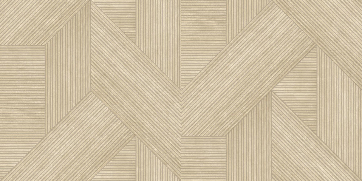 Veer Decor Sculpted Chevron Wood Panels Beige Wallpaper