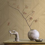 Veer Decor Sculpted Chevron Wood Panels Tan Wallpaper