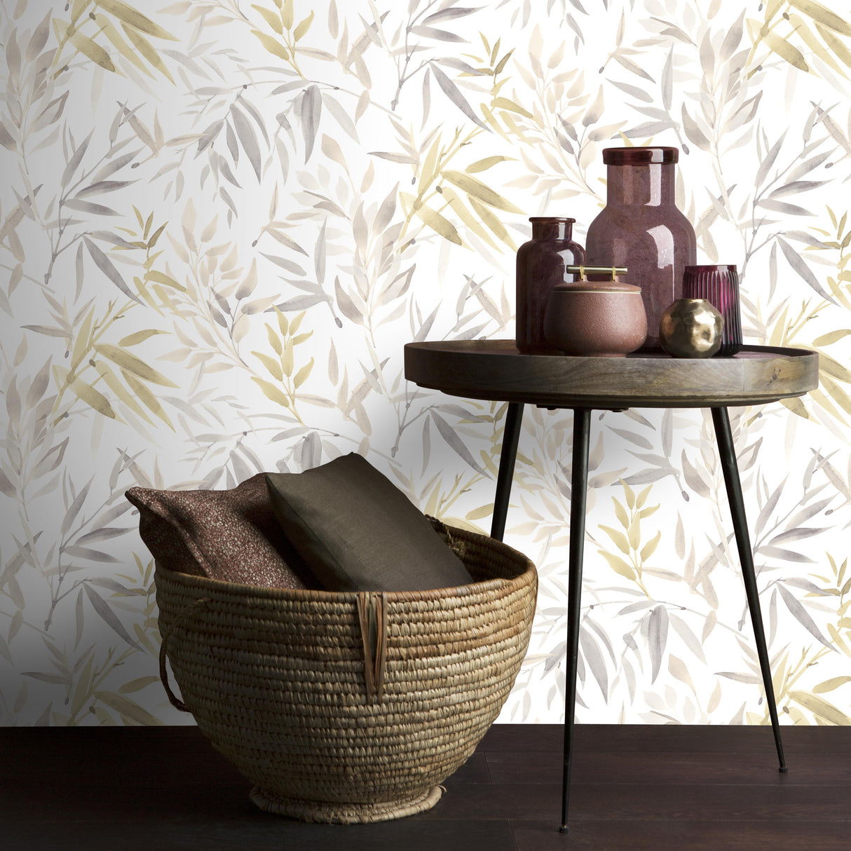 Veer Decor Painted Canopy Beige Wallpaper