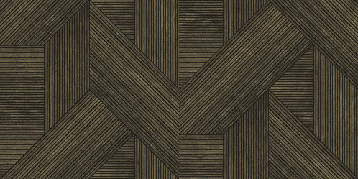 Veer Decor Sculpted Chevron Wood Panels Brown Wallpaper