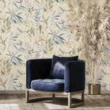 Veer Decor Painted Canopy Blue Wallpaper